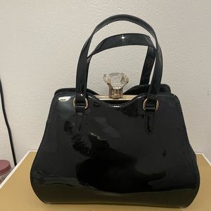NWOT Patent Black Satchel with Jewel Top